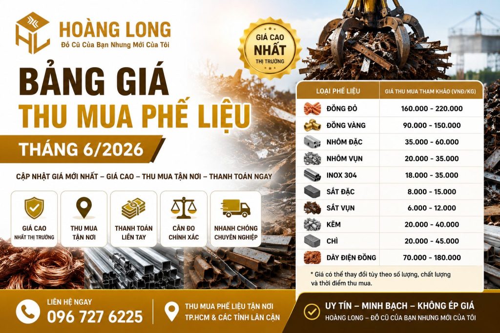 bảng giá phế liệu mới nhất tại Hoàng Long